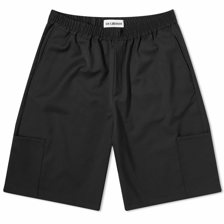 Photo: Han Kjobenhavn Men's Wool Elasticated Wide Leg Shorts in Black