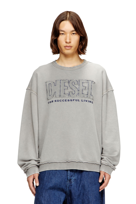 Photo: Diesel Cotton sweatshirt with appliqué logo - Sweaters Mens in Grey