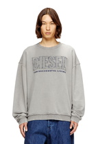 Diesel Cotton sweatshirt with appliqué logo - Sweaters Mens in Grey