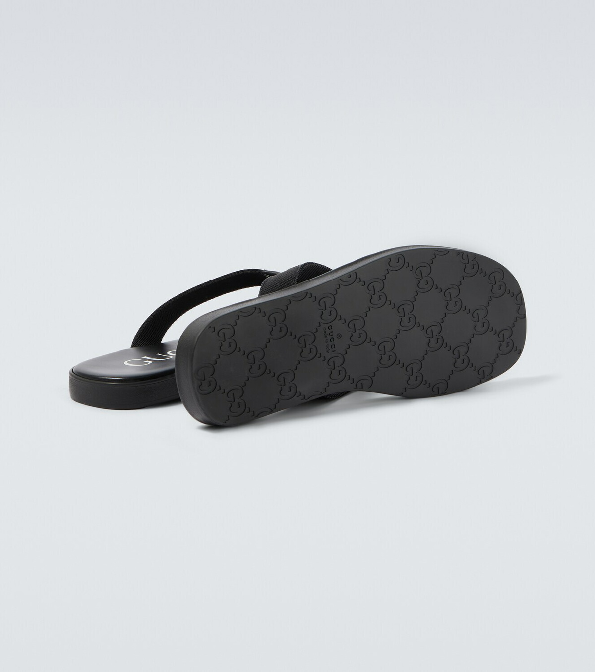 Gucci Logo canvas and leather thong sandals