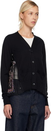 sacai Black Paisley Print & Cotton Knit Cardigan