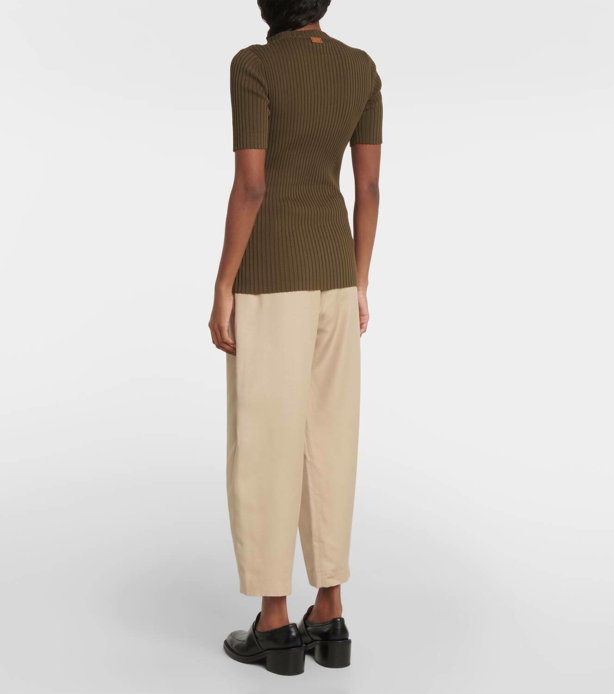 Tod's Short-sleeve ribbed-knit cotton top