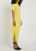 Jacquemus La Robe Sole Asymmetric Draped Crepe-jersey Maxi Dress Yellow