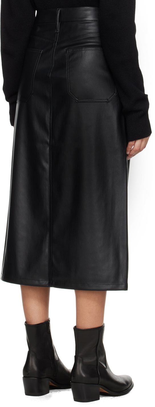 rag & bone Black Sid Faux-Leather Midi Skirt