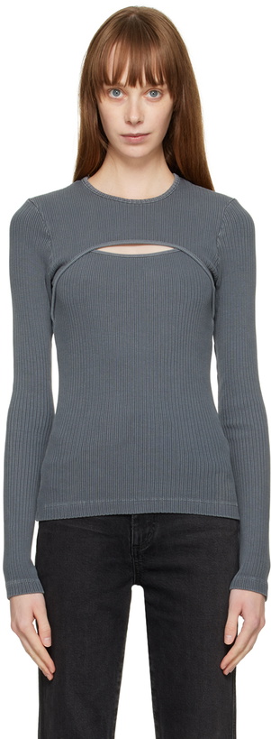 Photo: AGOLDE Gray Lyza Long Sleeve T-Shirt