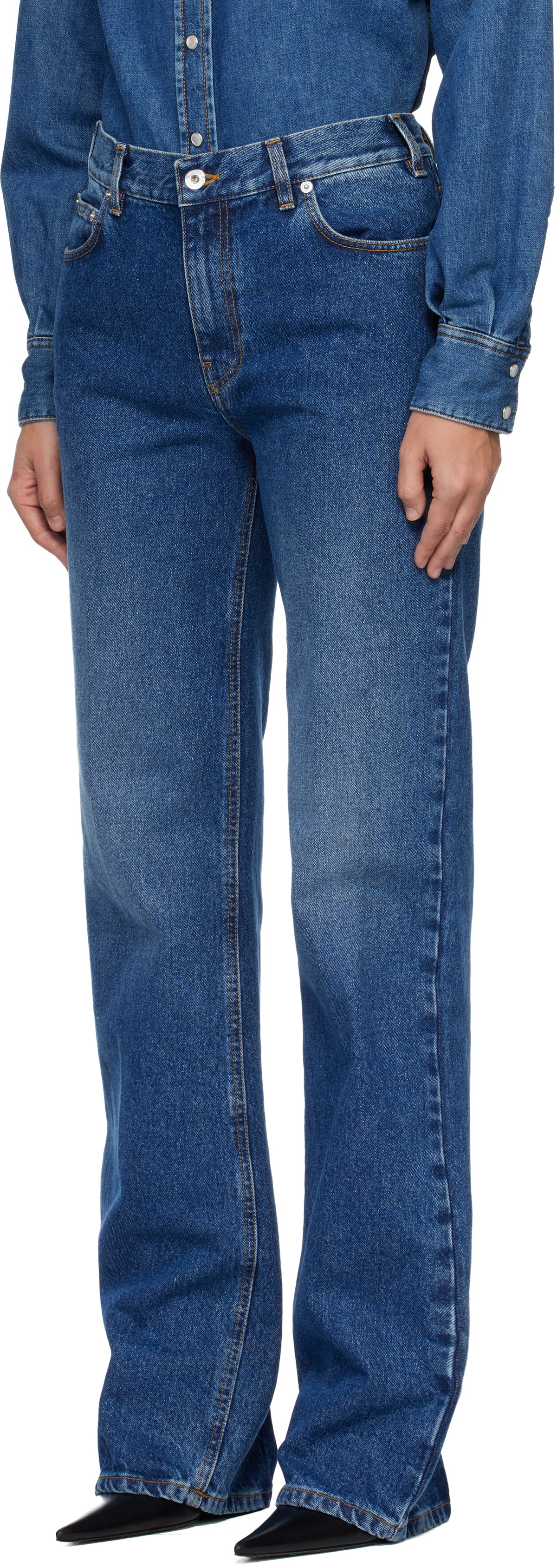 Mugler Blue Five Pocket Straight Denim Jeans