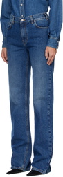 Mugler Blue Five Pocket Straight Denim Jeans