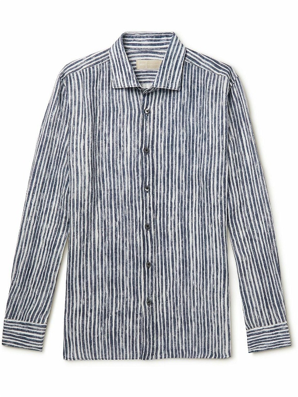 Photo: 120% - Striped Linen Shirt - Blue