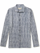 120% - Striped Linen Shirt - Blue