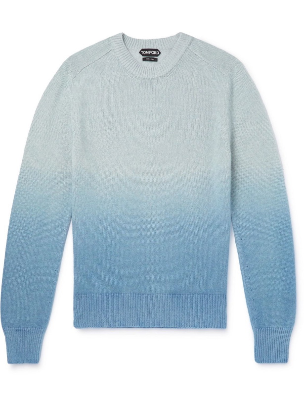 Photo: TOM FORD - Degradé Cashmere, Mohair and Silk-Blend Sweater - Blue
