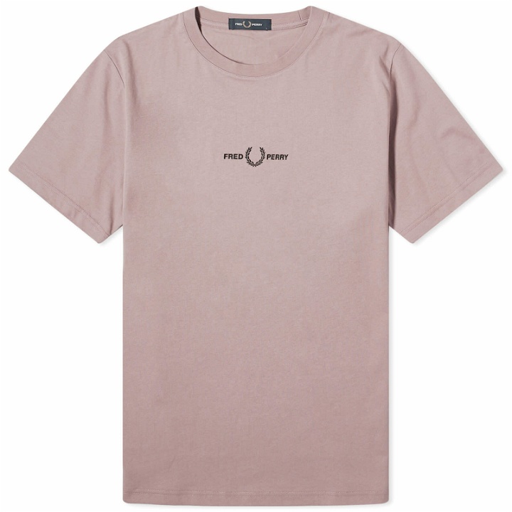 Photo: Fred Perry Men's Embroidered T-Shirt in Dark Pink