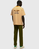 Drôle De Monsieur Le T Shirt Slogan Rayè Orange/Beige - Mens - Shortsleeves