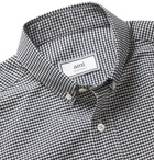 AMI - Slim-Fit Button-Down Collar Logo-Appliquéd Checked Cotton Shirt - Black