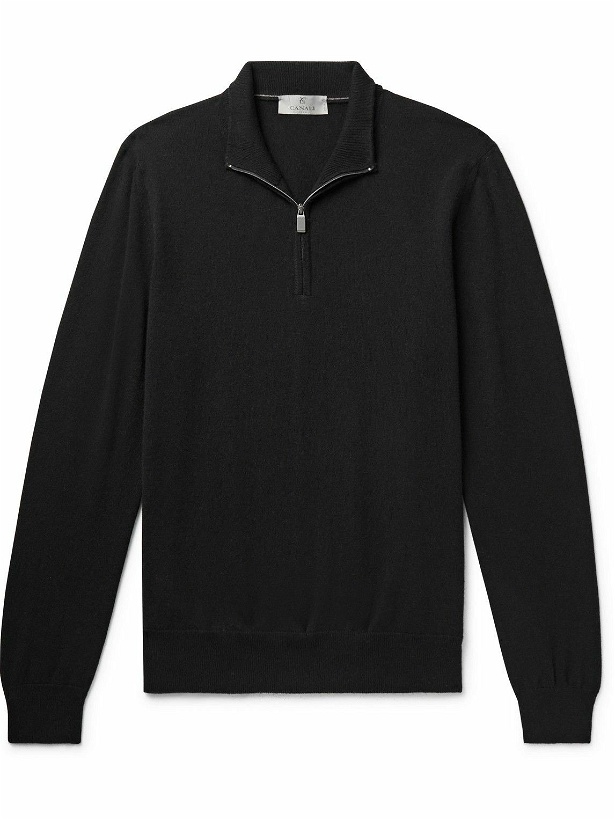 Photo: Canali - Slim-Fit Cashmere Half-Zip Sweater - Black