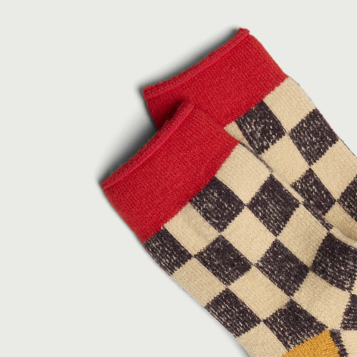 RoToTo Checkerboard Room Sock in Red/Yellow