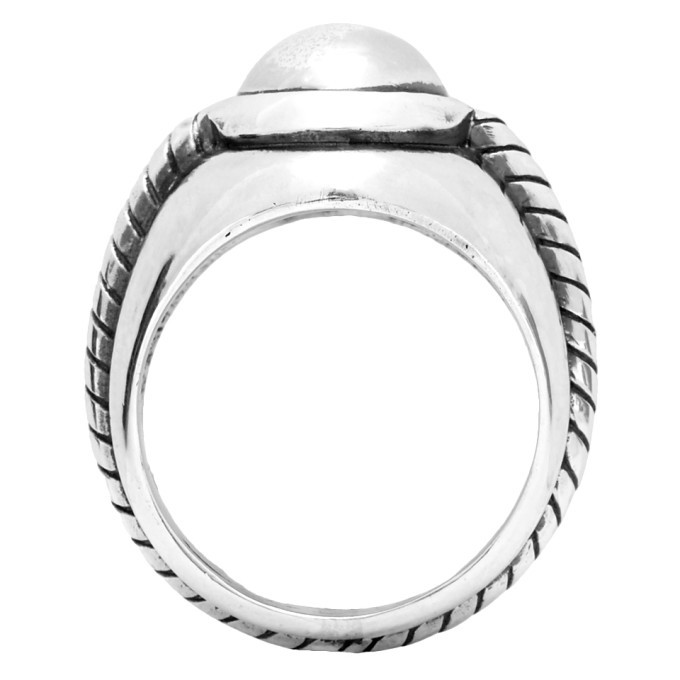 Ugo Cacciatori Silver Cable Cabochon Ring