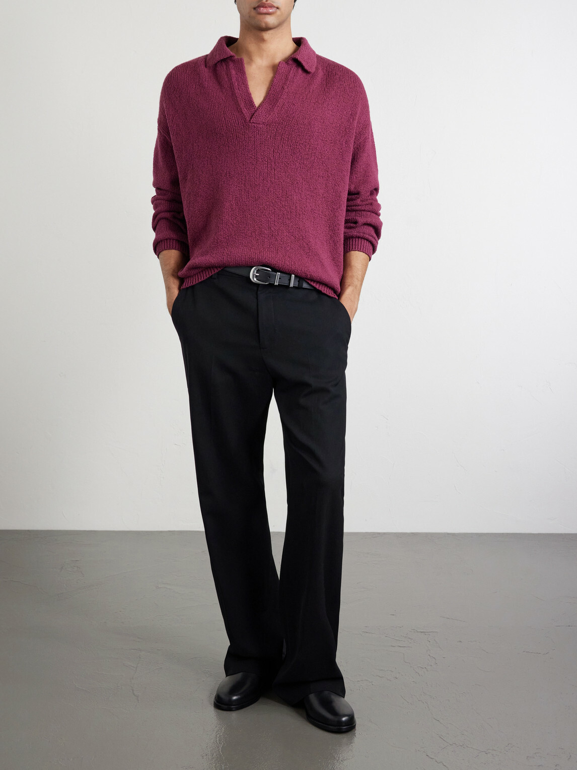 A Kind Of Guise - Marabou Organic Cotton-Bouclé Polo Sweater - Red