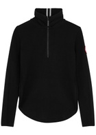 Canada Goose Women's Small Black Fairhaven Half-Zip Wool Jumper Detailed With Reflective Stripes