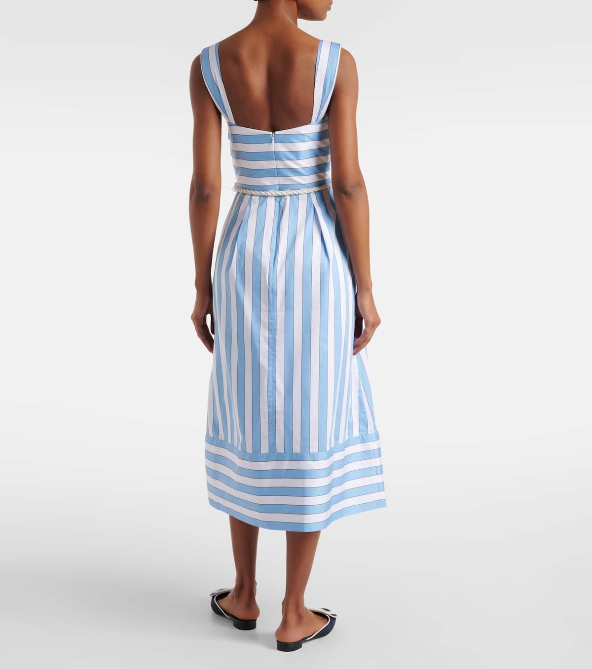 Rebecca Vallance Nilah striped belted cotton midi dress