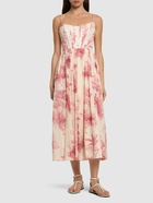 ZIMMERMANN Waverly Printed Poplin Midi Corset Dress