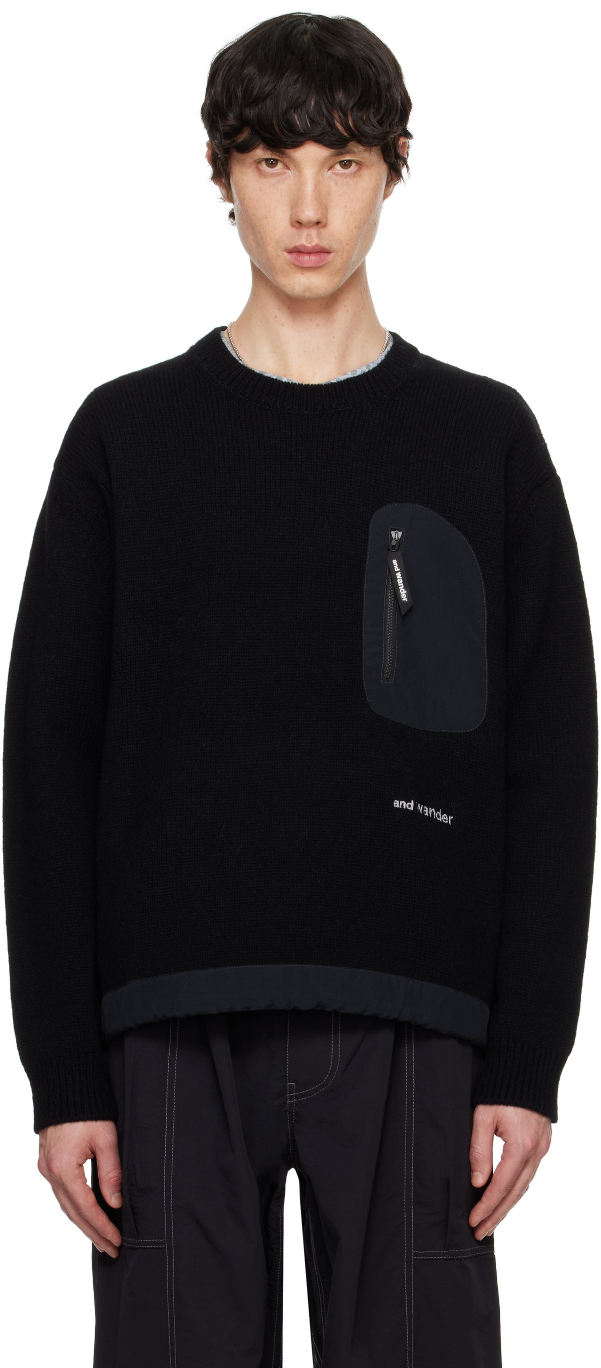 and wander Black Shetland Wool Sweater