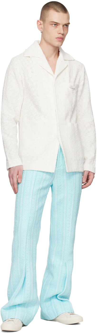 young n sang Off-White Striped Blazer