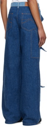 Kenzo Blue Kenzo Paris Multipocket Cargo Jeans