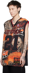 LU'U DAN Black & Orange B Ball L-D Tank Top