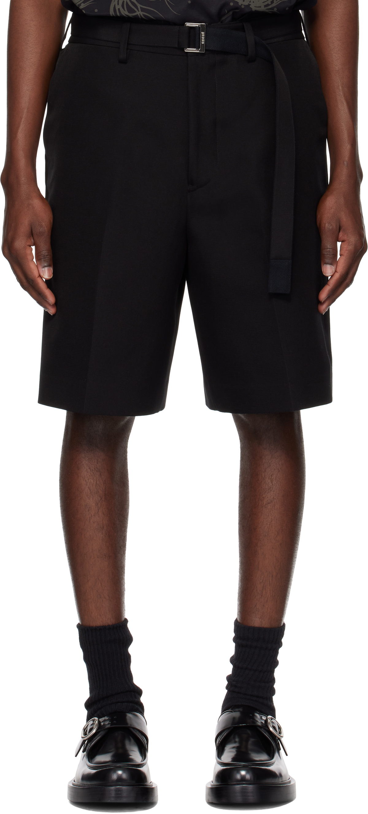 sacai Black Pleated Shorts Sacai