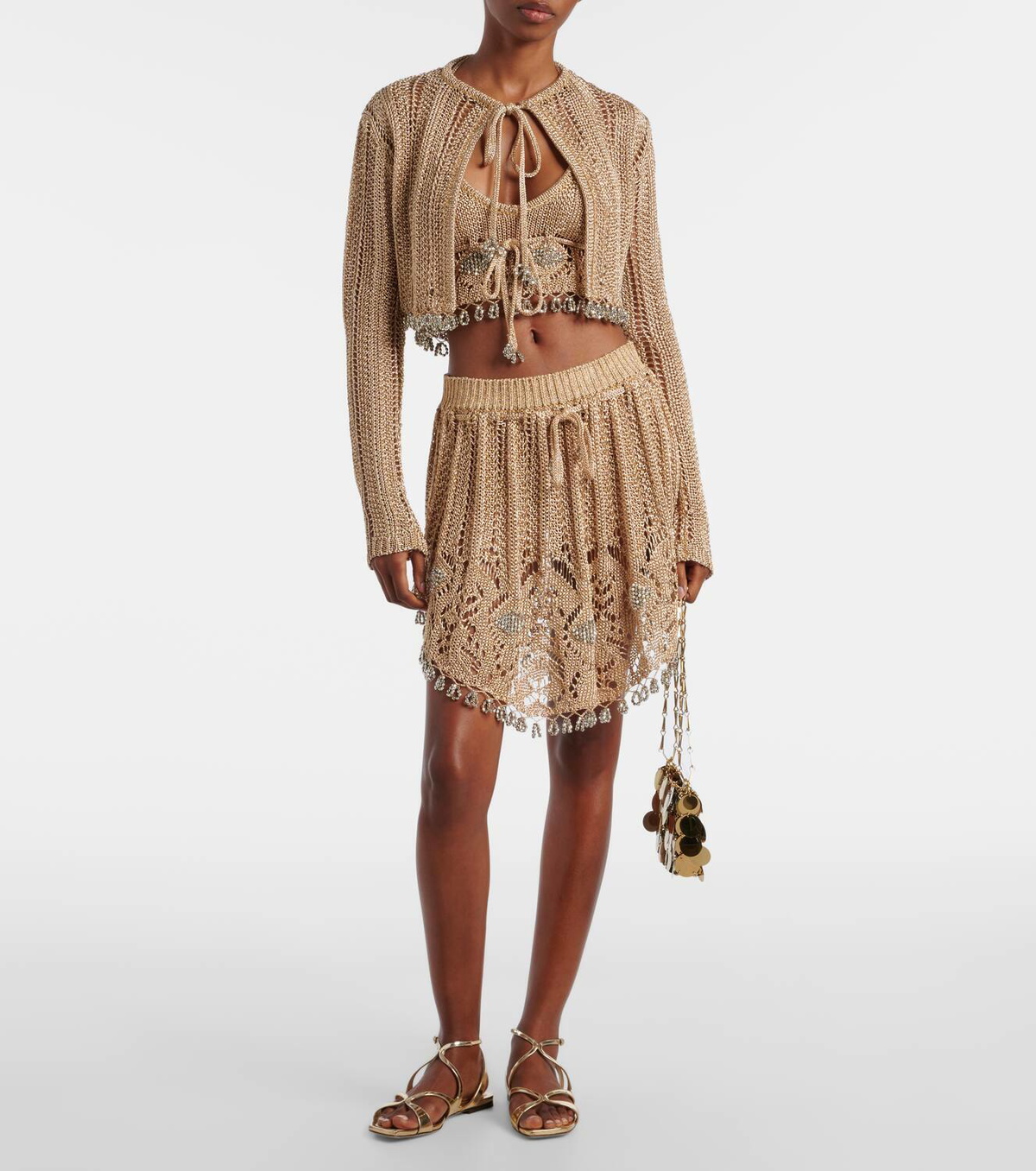 Rabanne Crochet embellished cropped cardigan