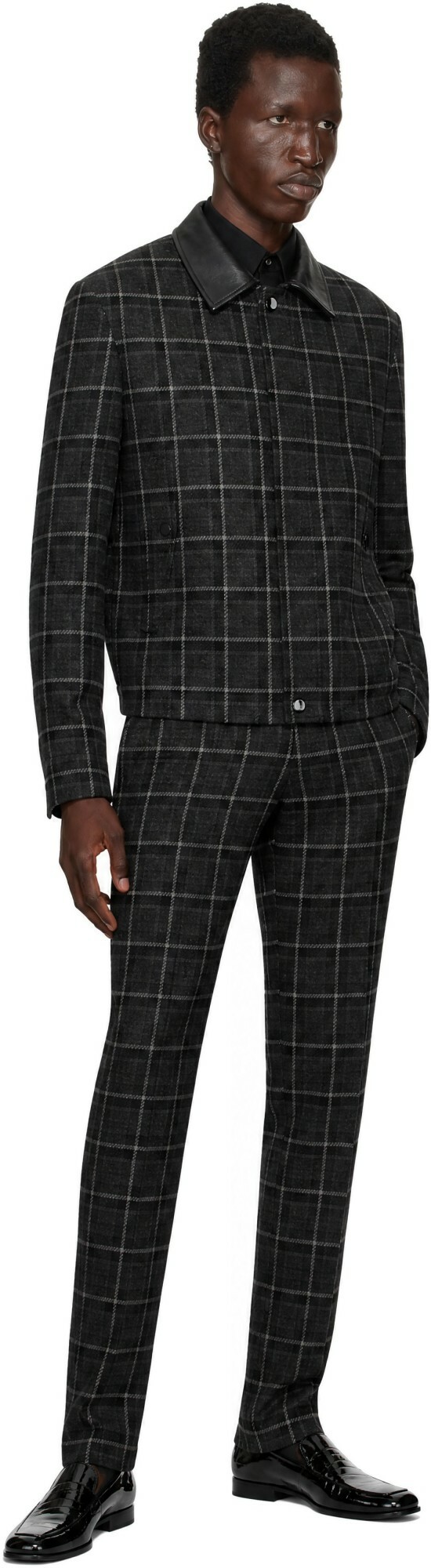 Ernest W. Baker SSENSE Exclusive Gray Check Bomber Jacket