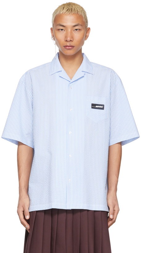 Photo: EGONlab SSENSE Exclusive Blue & White Short Sleeve Shirt