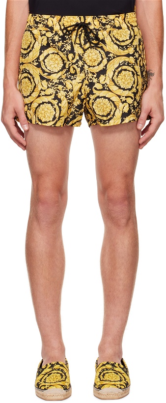 Photo: Versace Underwear Black Barocco Swim Shorts