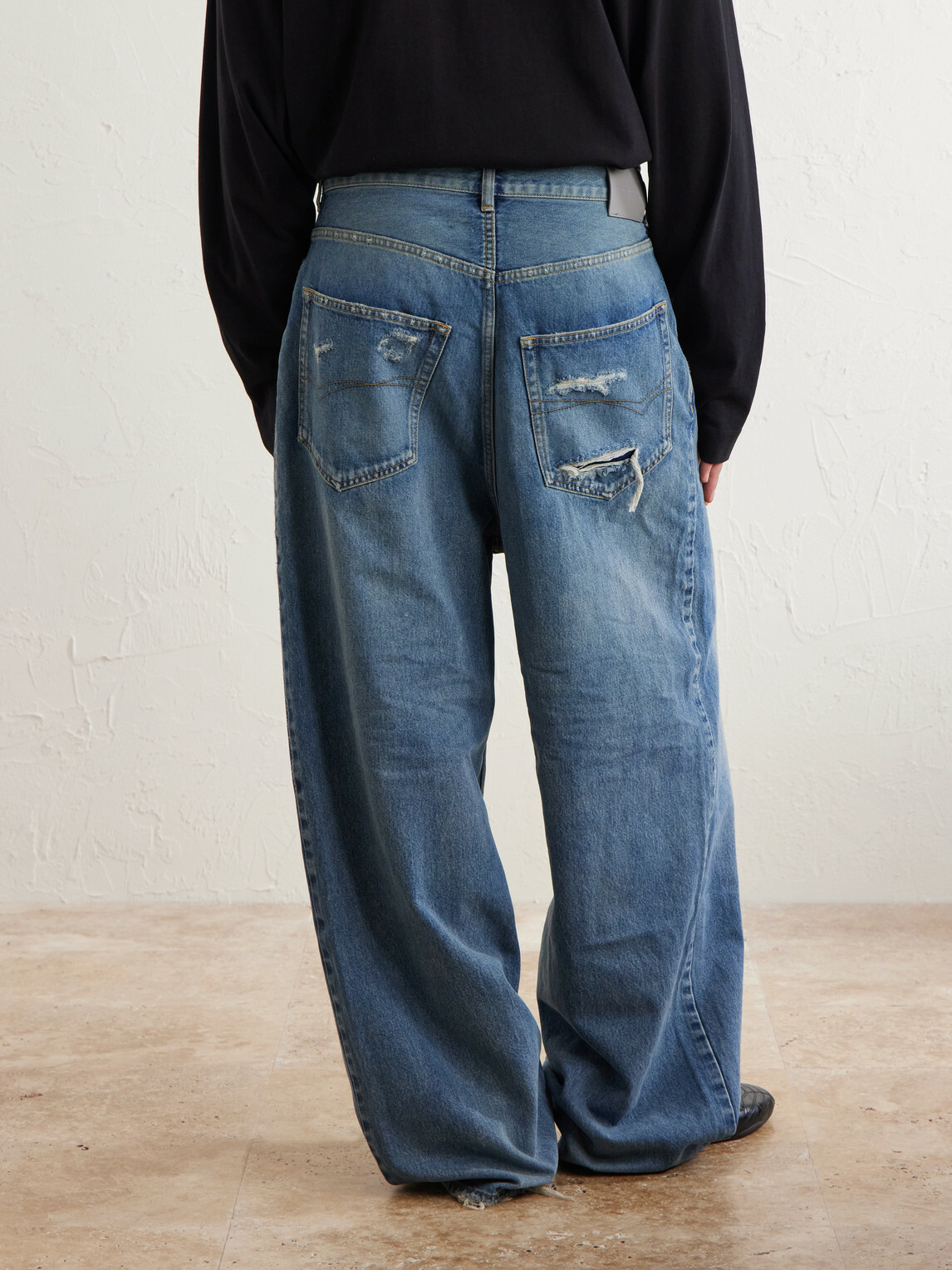 Balenciaga - Wide-Leg Distressed Jeans - Blue