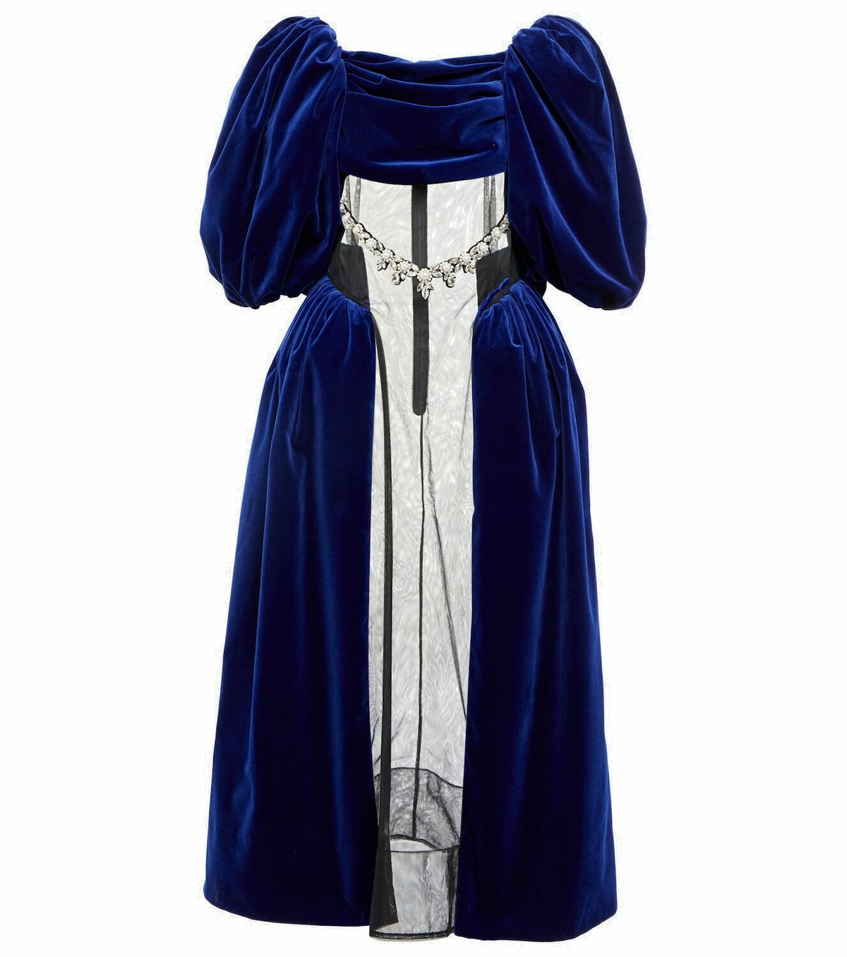 Simone Rocha - Embellished tulle-paneled velvet gown Simone Rocha