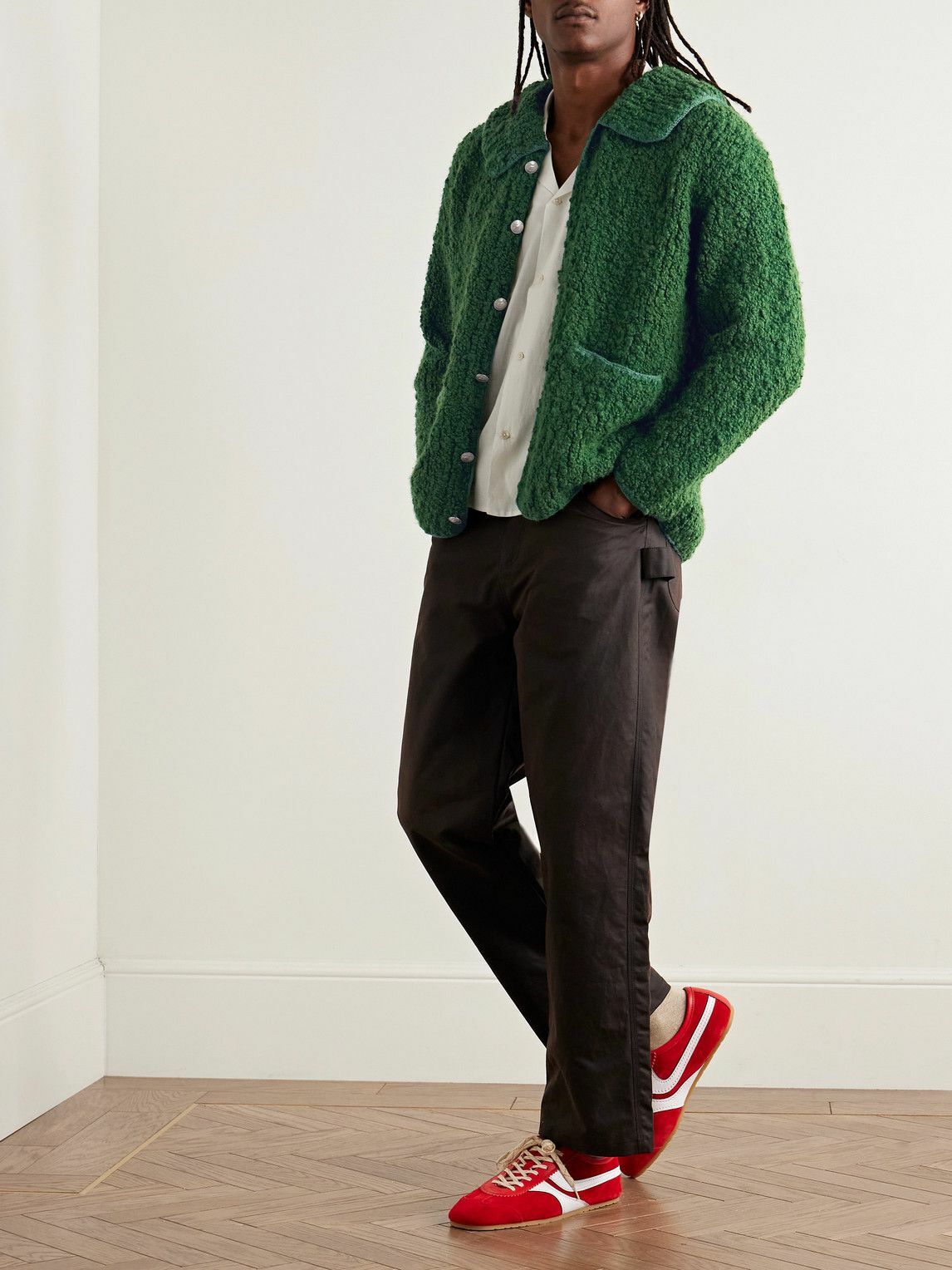 BODE - Moppet Wool-Bouclé Cardigan - Green