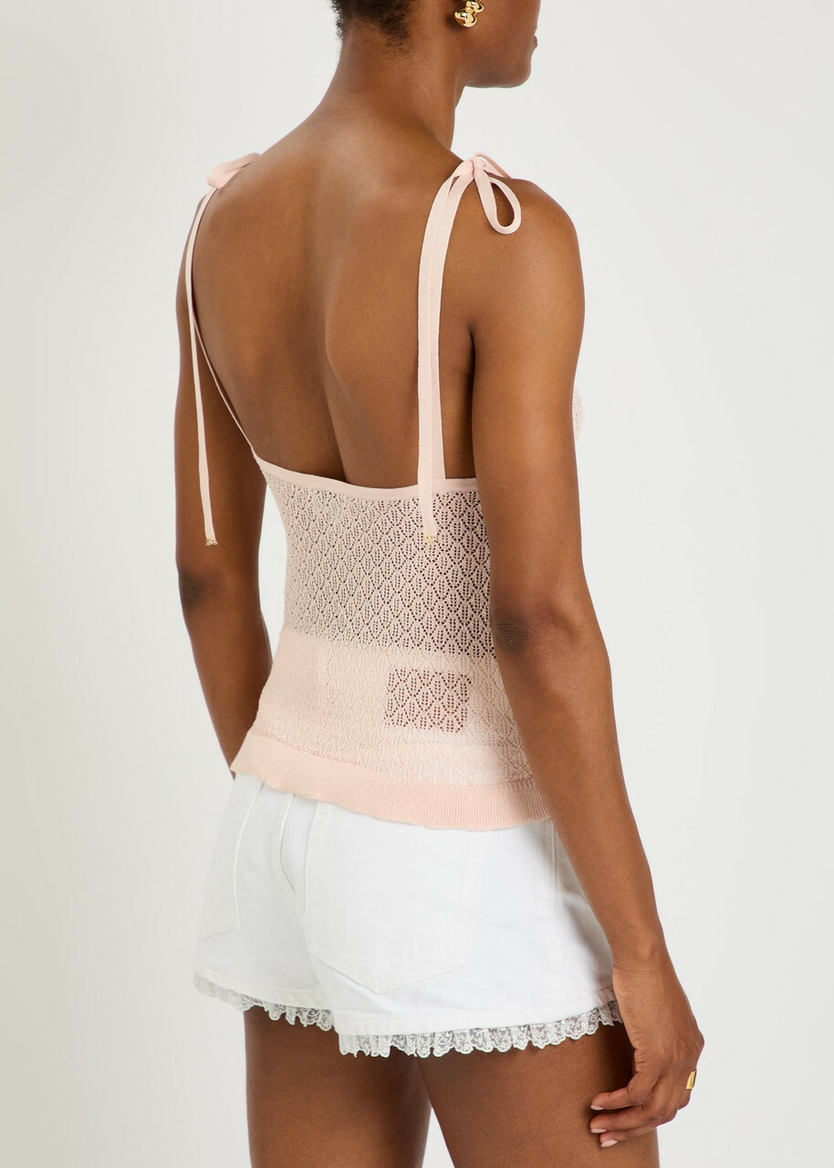 Ganni Pointelle Knit top Light Pink