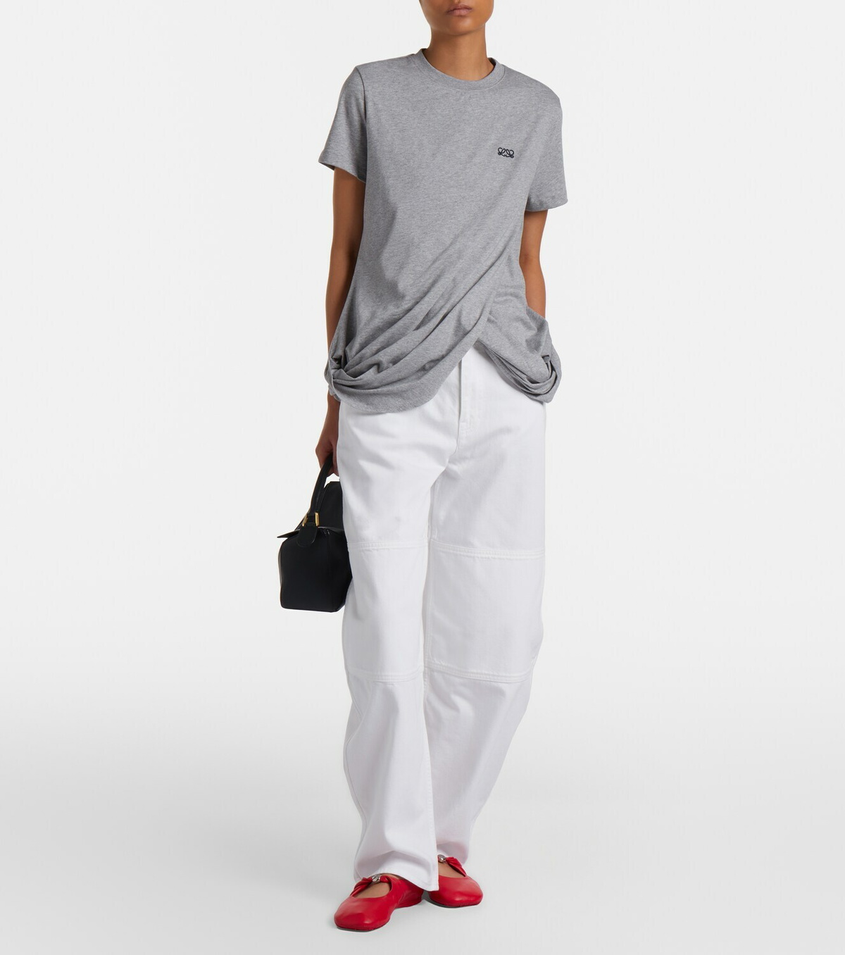 Loewe Double L draped cotton jersey T-shirt