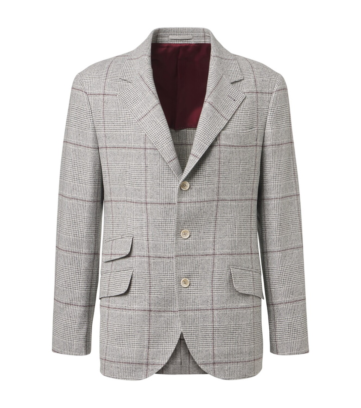 Photo: Brunello Cucinelli Checked silk, wool, and cashmere blazer