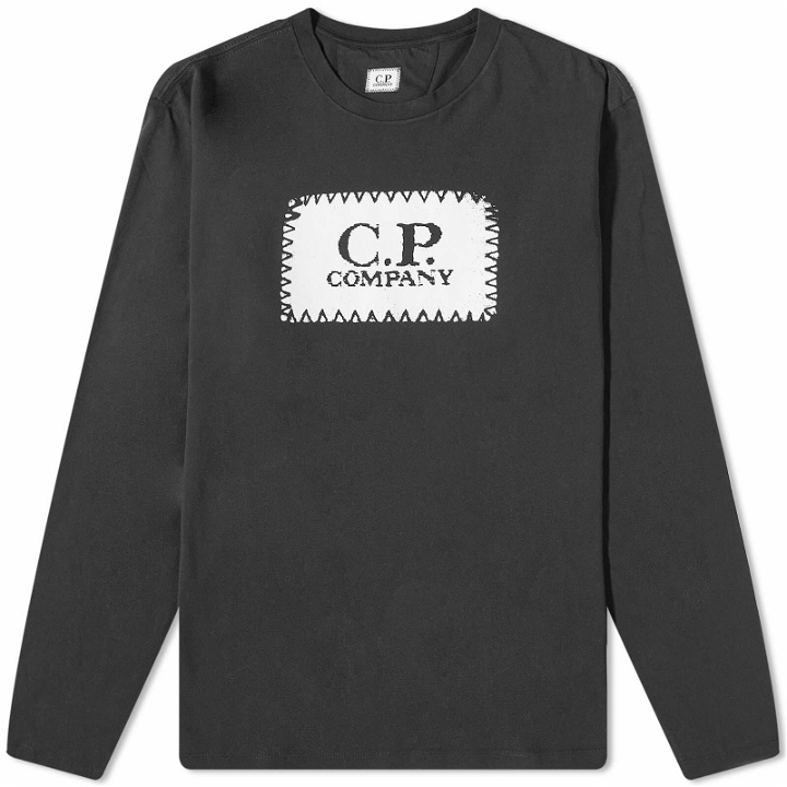 Photo: C.P. Company Men's Long Sleeve Patch Logo T-Shirt in Black