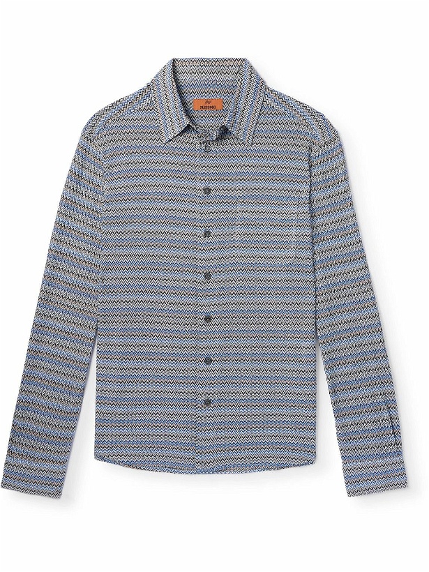 Photo: Missoni - Striped Crochet-Knit Shirt - Blue