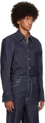 Karmuel Young Navy Raw Curved Arm Denim Shirt