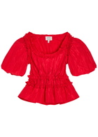 Damson Madder Everly Ruffled Taffeta Blouse Red