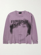 Enfants Riches Déprimés - Flowers of Anger Cropped Printed Distressed Cotton T-Shirt - Purple