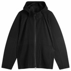 Homme Plissé Issey Miyake Men's Pleated Zip Hoody in Black