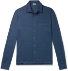Caruso - Poplin-Trimmed Slub Linen Shirt - Blue