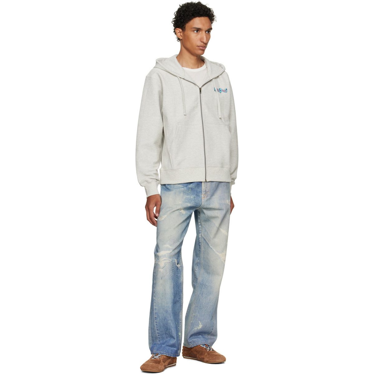 Kenzo Gray Kenzo Paris 'KENZO Jumping Tiger' Zip Up Hoodie