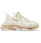 Balenciaga - Triple S Clear Sole Mesh, Nubuck and Leather Sneakers - Neutrals