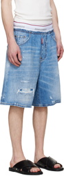 Dsquared2 Blue Light Wash Surfer Denim Shorts