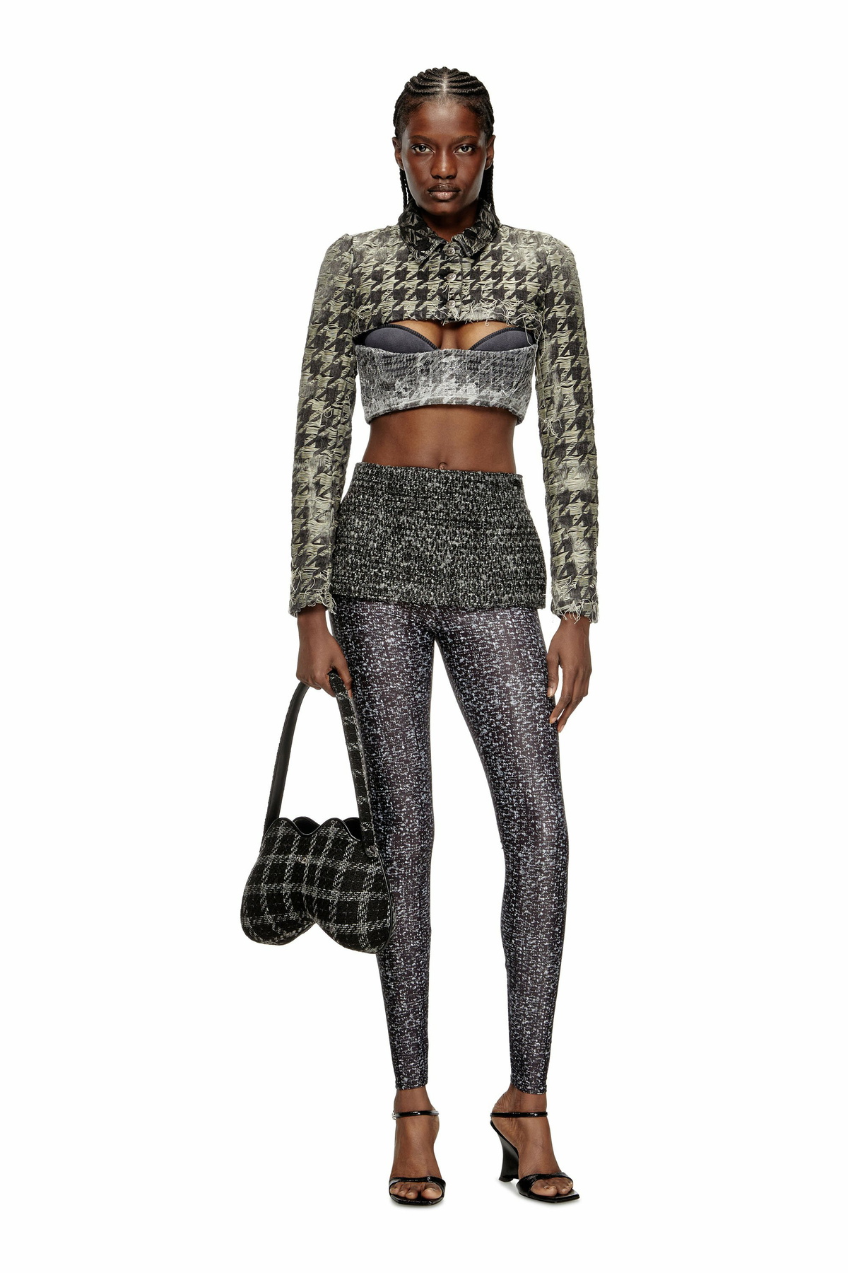 Diesel Bouclé skirt with leggings - Pants Womens in Black